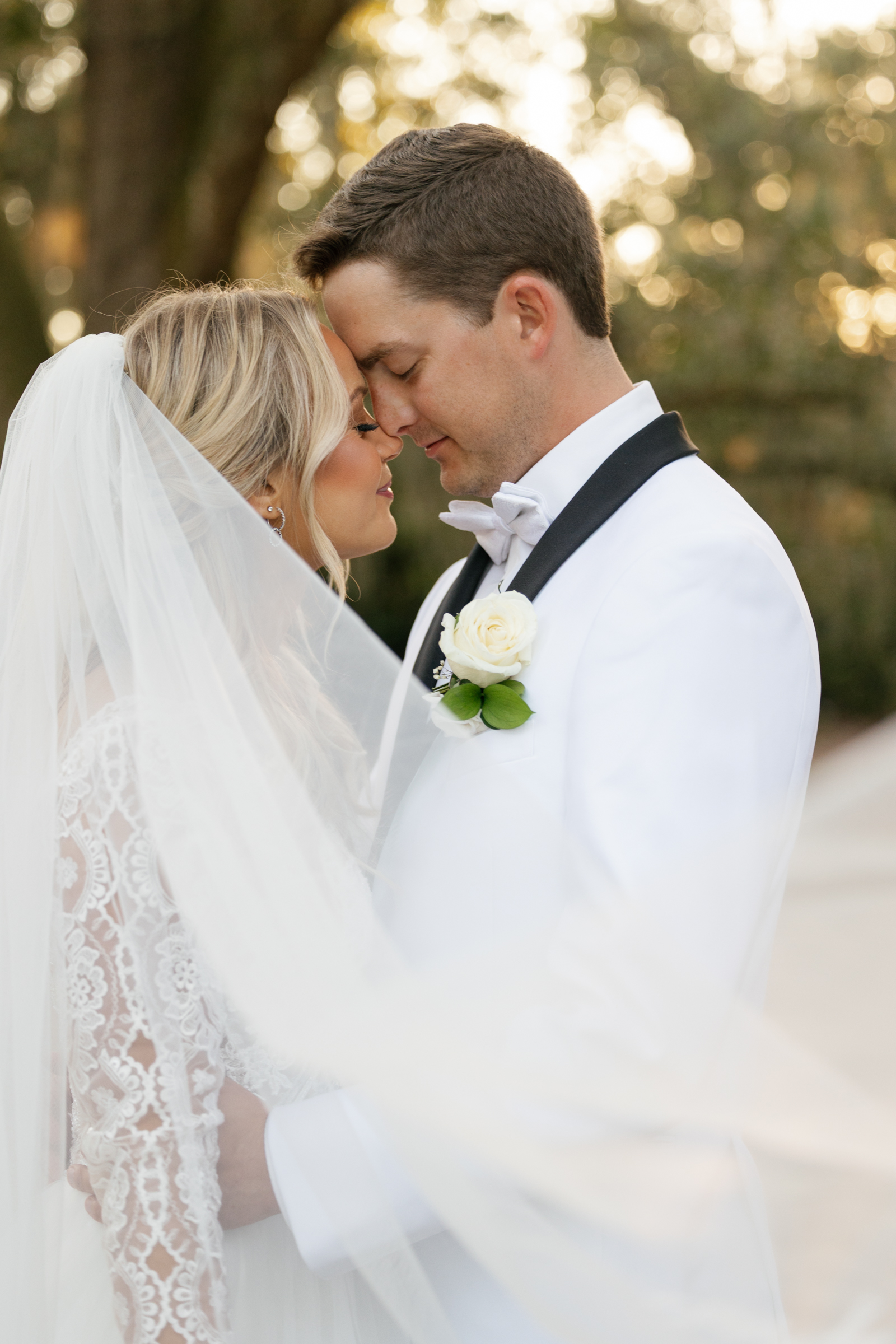 bride and groom head to head on wedding day