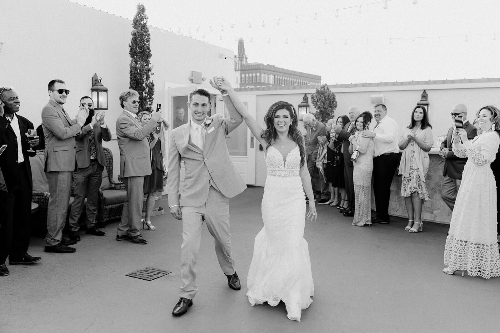 bride and groom enter wedding reception in st augustine